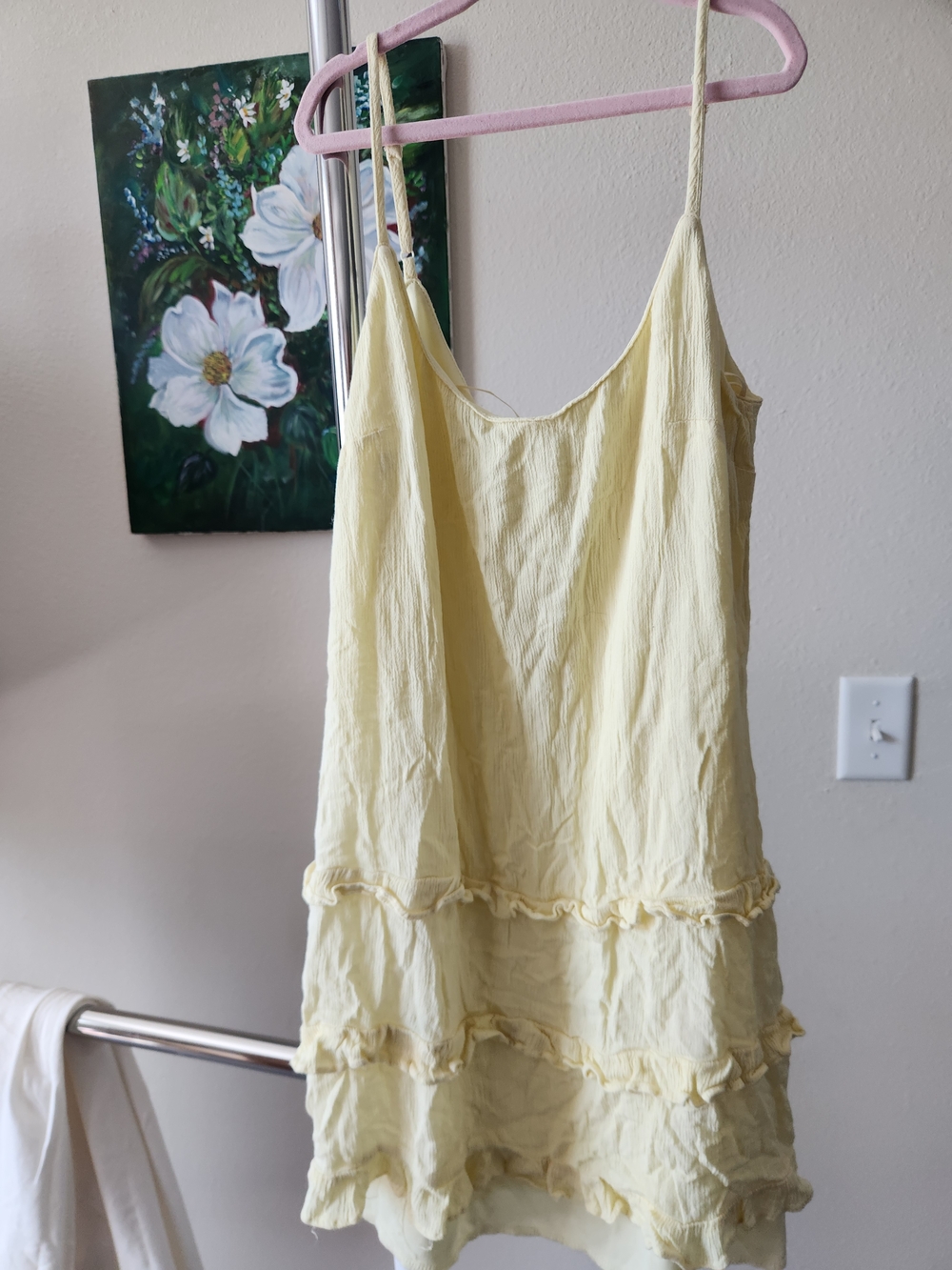 Light Yellow Tiered Ruffle Tank Dress